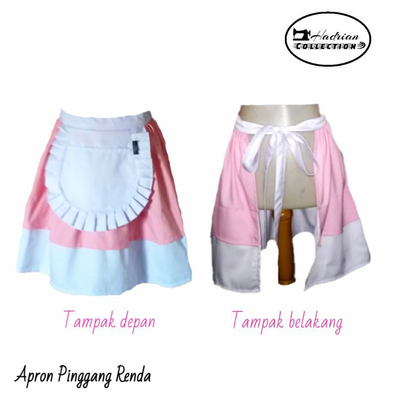 Celemek Apron Pinggang  Half Apron Celemek Setengah Badan - Model Renda ( Cuztom warna )