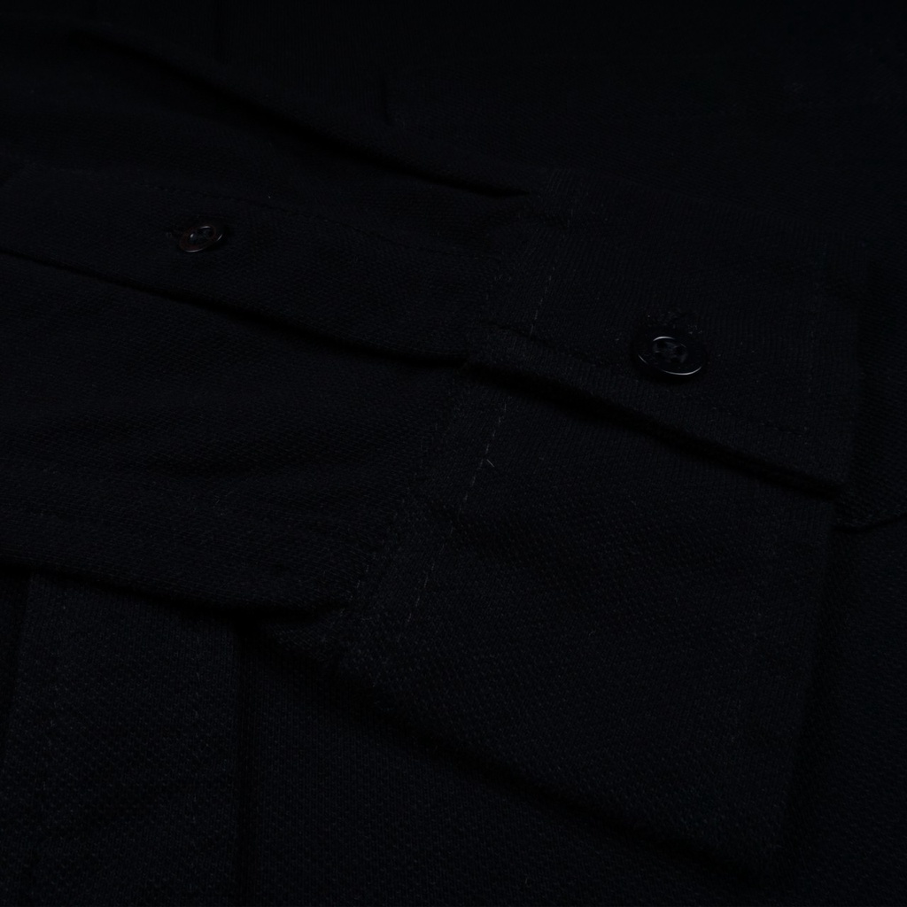 Kemeja Pria Lengan Panjang Hitam |  Black Original Cotton Pique Best Quality