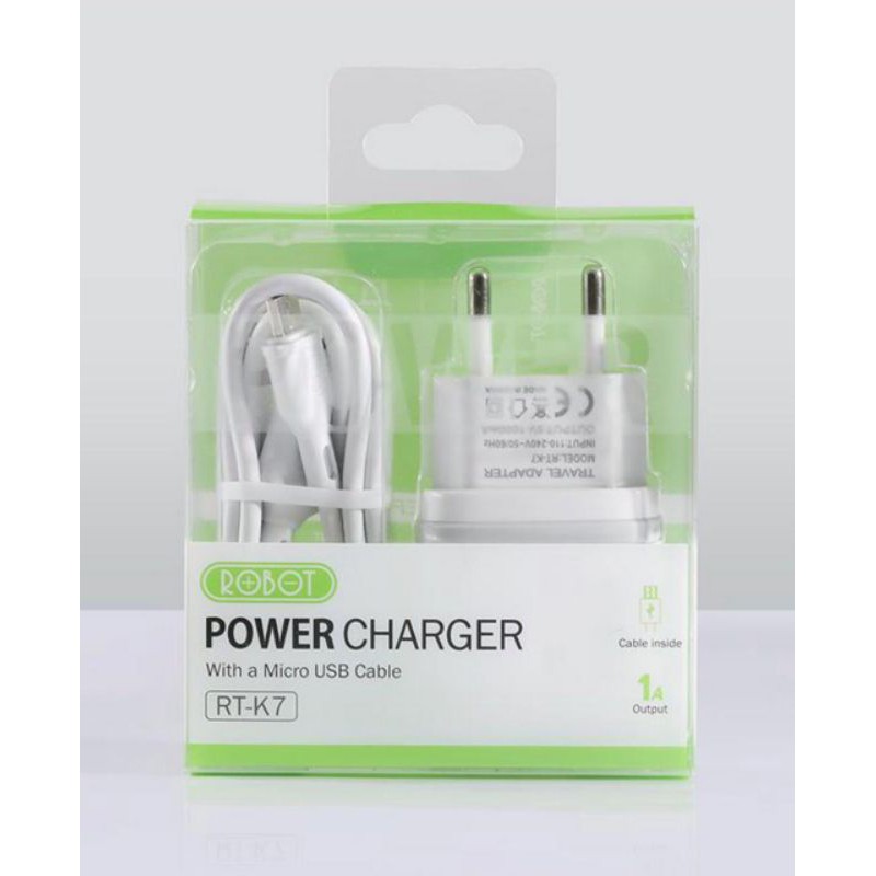 CHARGER ROBOT RT-K7 MICRO USB 5V 1A QUICK CHARGER ORIGINAL ROBOT 100%