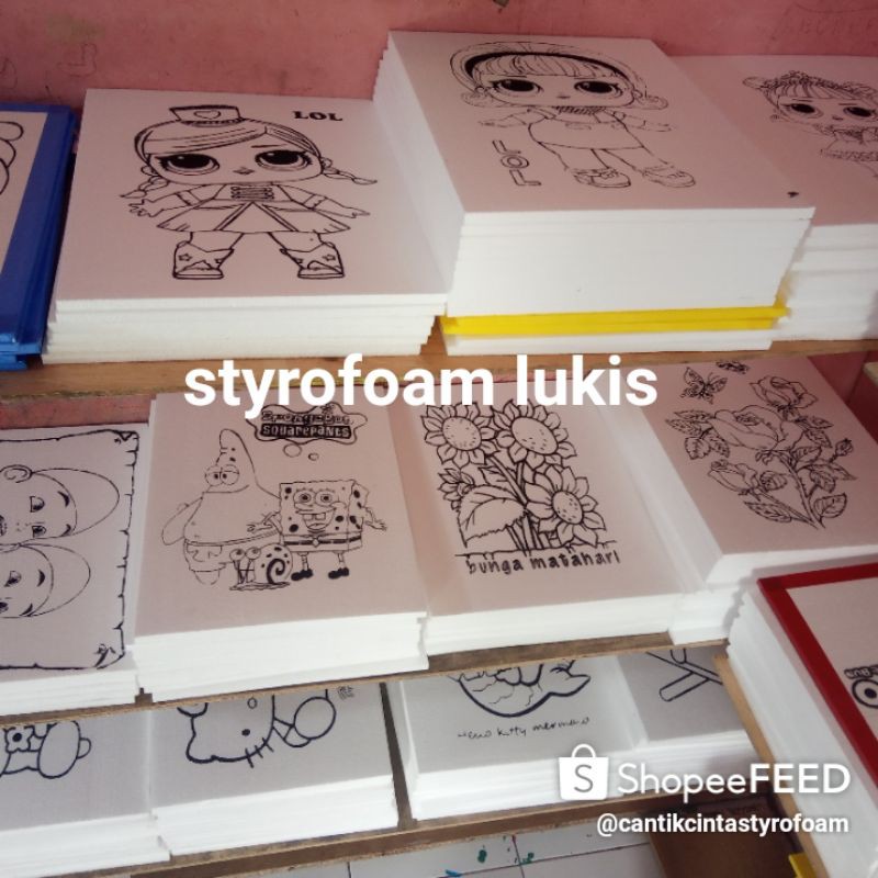 Paket 100 pcs styrofoam lukis tanpa list