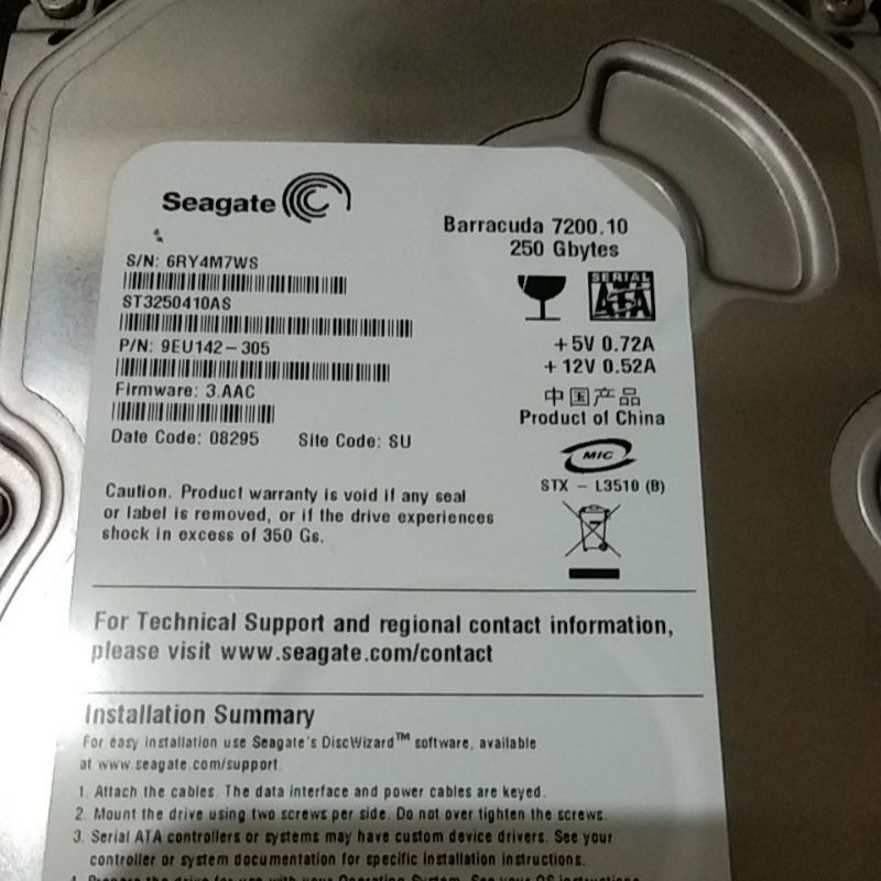 Hardisk PC 250GB SATA Mix