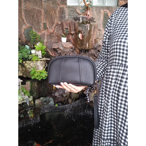 Dompet Wanita Papirut  Bapau Kulit Jeruk Sintetis Terlaris Skat Kartu COD-Hitam