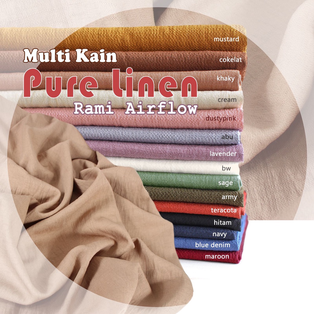 multi kain pure linen rami crinkle angel eceran