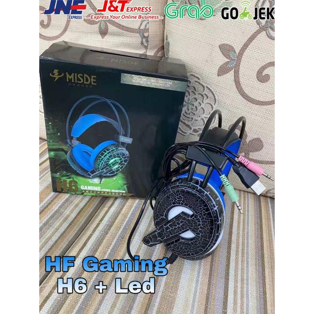 Headset Gaming H6 + LED Headphone Gaming H6 Plus LED Super Bass