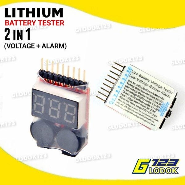 Lipo Battery Tester Low Voltage Buzzer Alarm Baterai Li Po Volt 1-8S