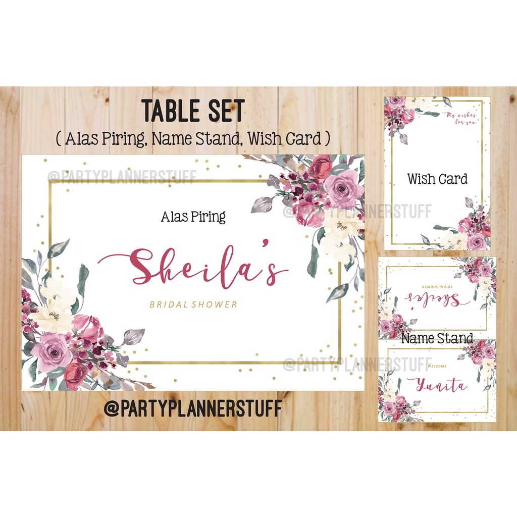 Table set rustic purple table set bridal shower baby shower anniversary birthday table decor cantik 