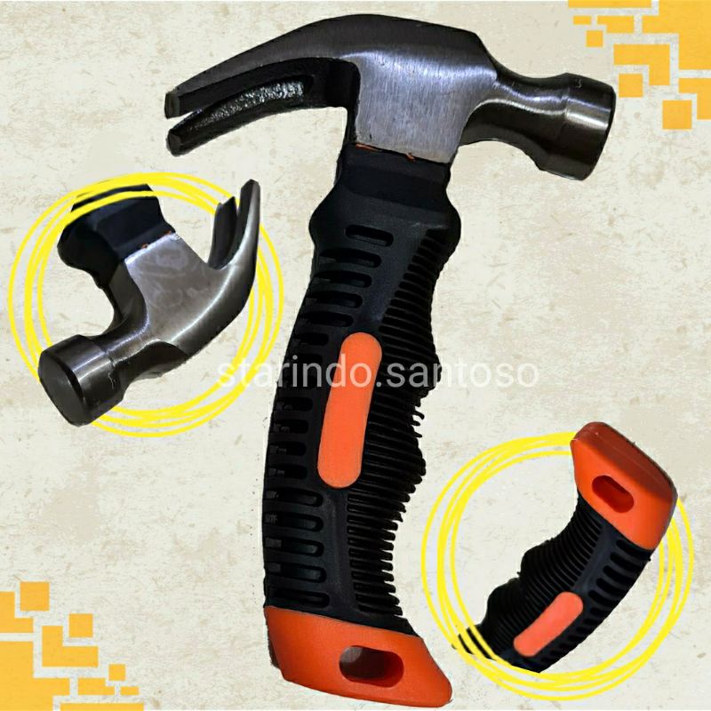 PALU KAMBING MINI cebol 8oz gagang karet mini claw hammer