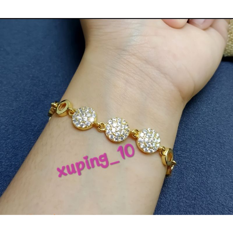 Gelang Tangan Terbaru Motif 3 Bola Bulat Bulat Gold Perhiasan Wanita Fashion Kekinian Terbaru