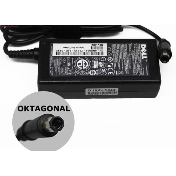 ADAPTOR CHARGER LAPTOP DELL 19.5V-3.34A COLOKAN OKTAGONAL ORI