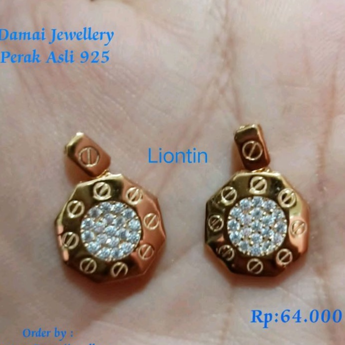 Liontin Mata2 model Cartier, Perak Asli 925, Disepuh Dengan Emas Kuning