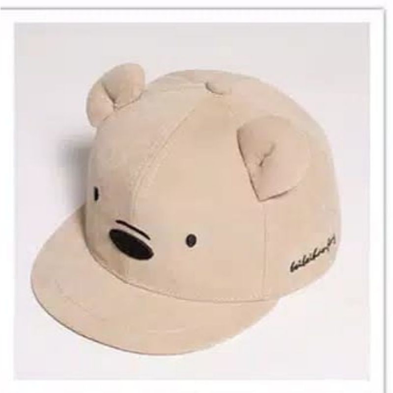 TOPI ANAK MODEL BERUANG//TOPI KARAKTER LUCU//LAKI-LAKI DAN PEREMPUAN/UNTU USIA 0 BULAN SAMPAI 3 TAHUN-Cream