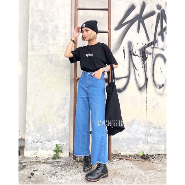 Highwaist Kulot Jeans wanita Rawis