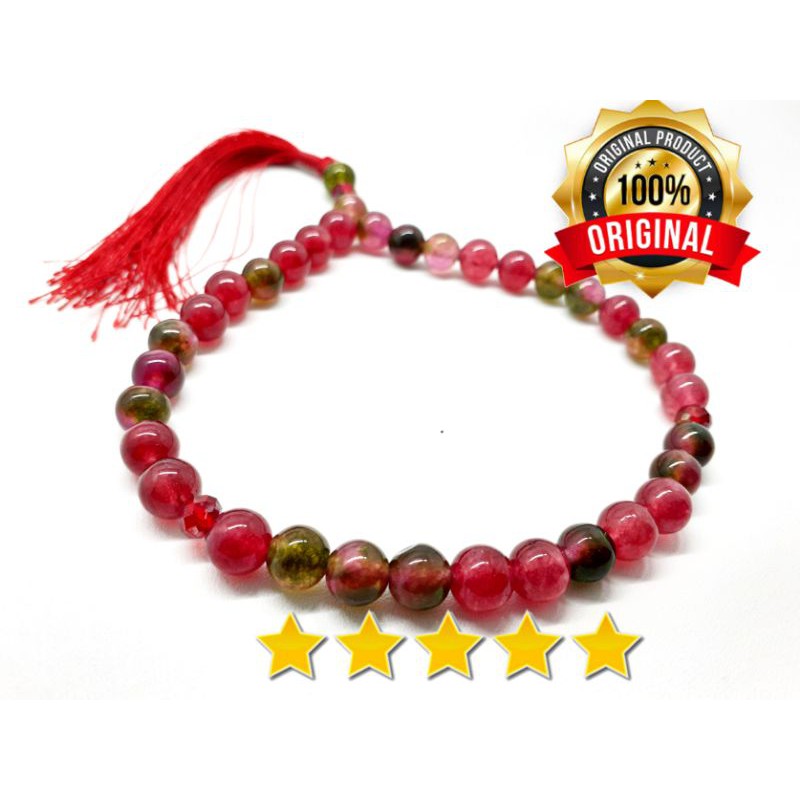 TASBIH BATU RUBY TANZANIA NATURAL 33 BUTIR