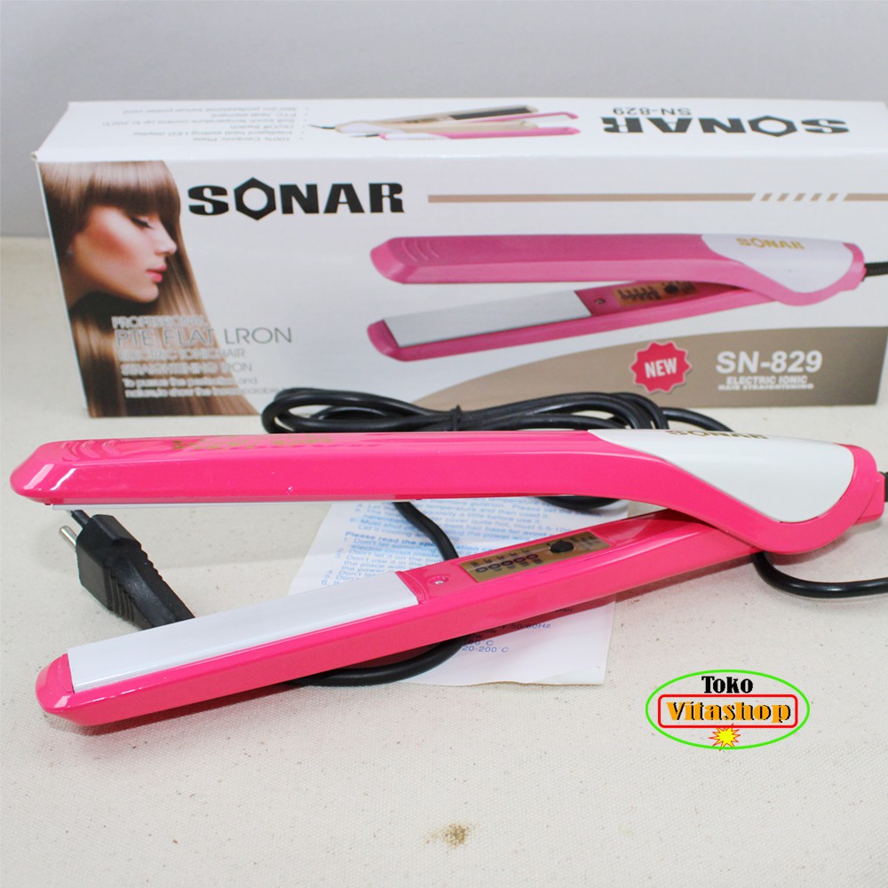 Catokan Rambut Suhu Sonar SN-829 PINK Catok Alat Pelurus Rambut Salon