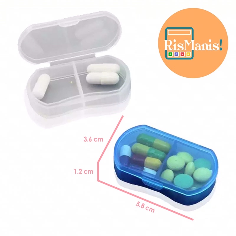 2 GRIDS MEDICINE STORAGE BOX - Kotak Penyimpan Obat Kapsul Tablet 2 Sisi Praktis Serbaguna Traveling