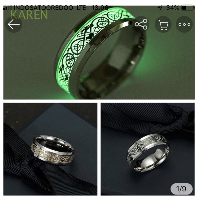 Cincin  titanium untuk cewek/ cowok glowing in the dark cincin couple titanium cincin ring