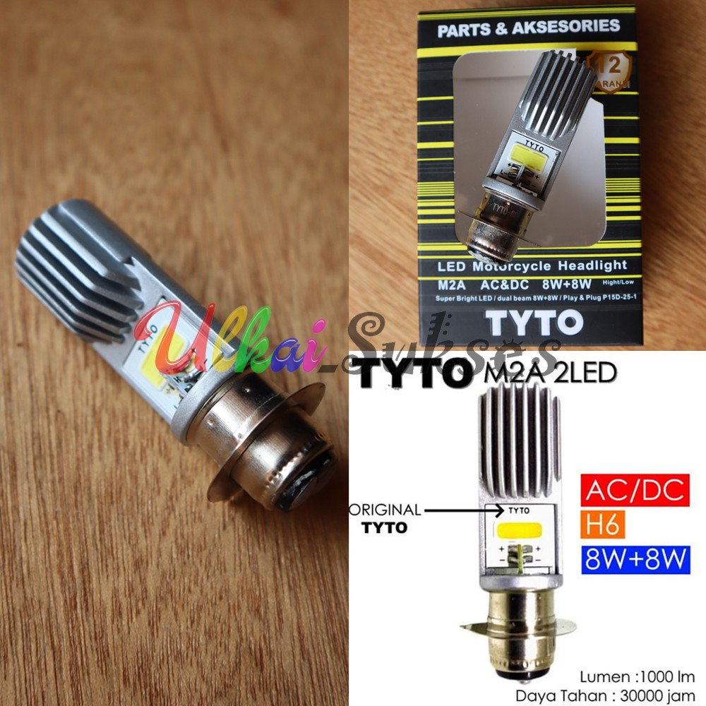 Aksesoris Motor Lampu LED H6 Hi-Lo 8W+8W 1 Mata 2 Sisi AC DC TYTO M2A 100% ORI TYTO Universal Murah