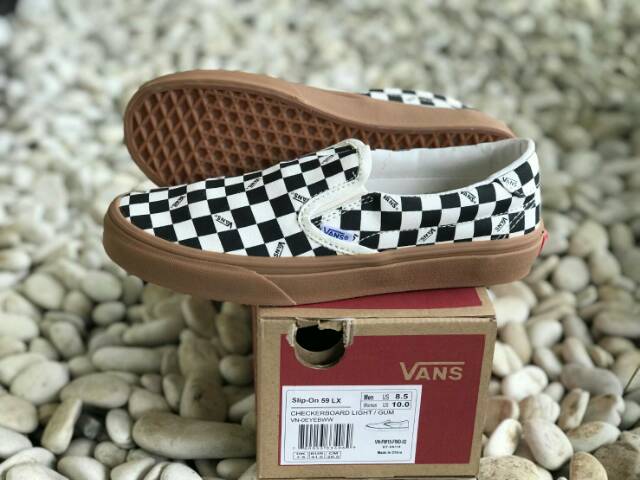 OBRAL VANS PREMIUM SLIP ON CHECKERBOARD 59 LX LIGHT GUM