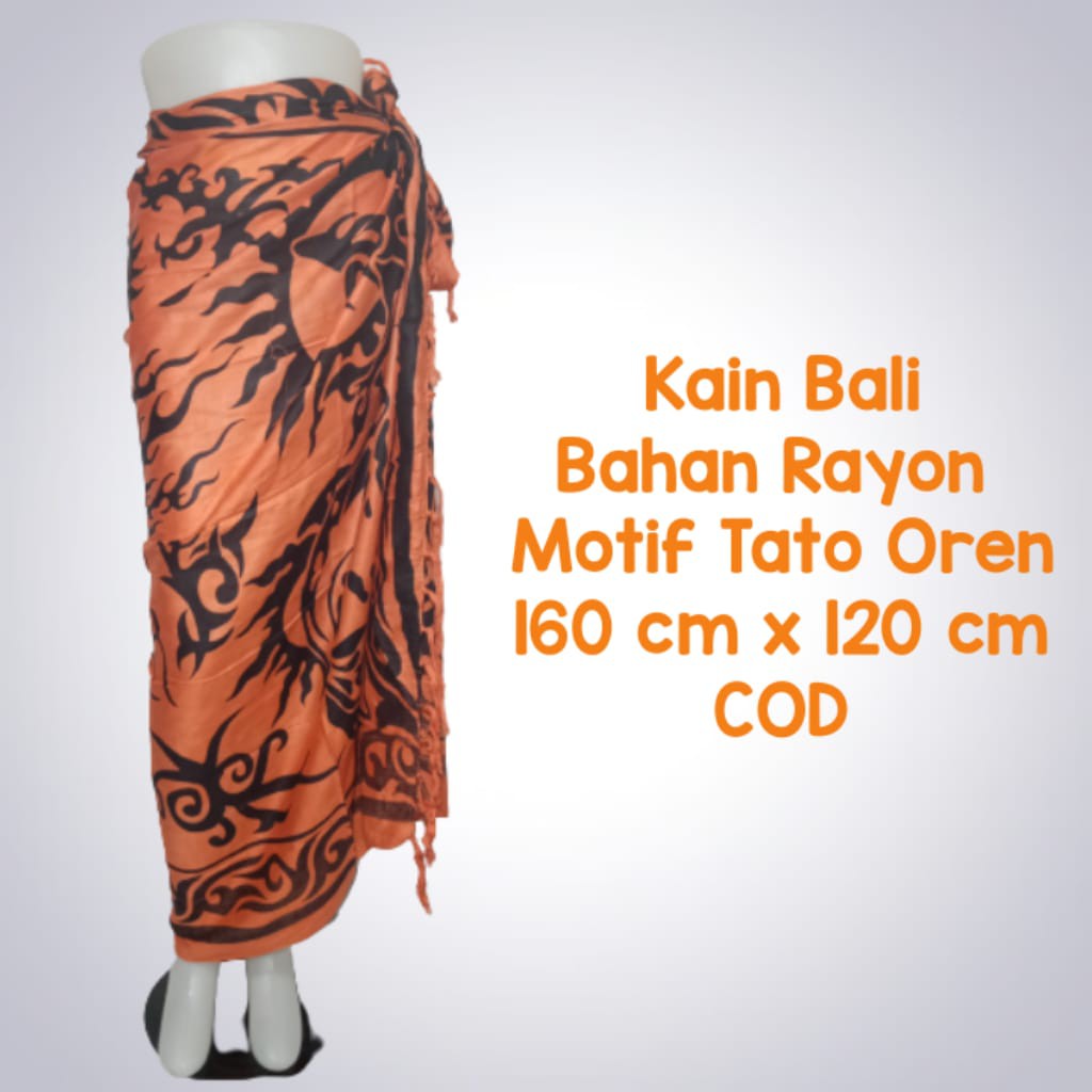 Kain Wisata Pantai Katun Rayon Motif Tato 155 cm x 120 cm Rumbai Sembilanmode