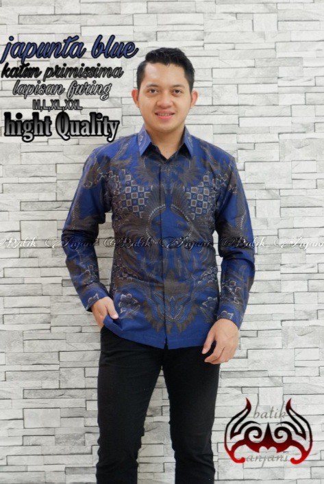 Japunta Blue Kemeja Batik Pria Lengan Panjang By Batik Anjani