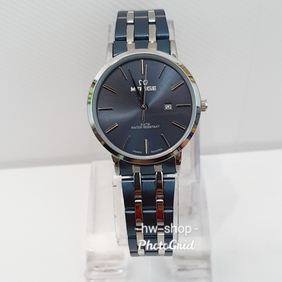 Jam Tangan Wanita Mirage 8734 Biru List Silver Original