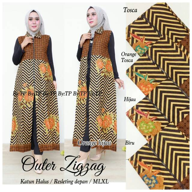 OUTER ZIGZAG MURAH OUTER YUKESI OUTWEAR HIJAB BATIK MURAH OUTER BATIK SOGAN BAJU KONDANGAN SERAGAM