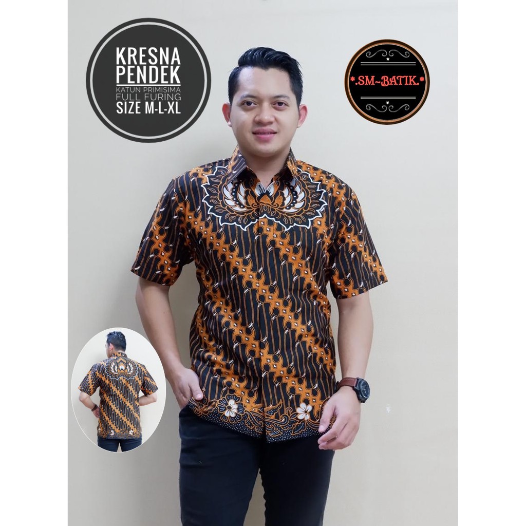 Kresna Kemeja Batik Pria Modern Asli Solo Atasan Batik by SM