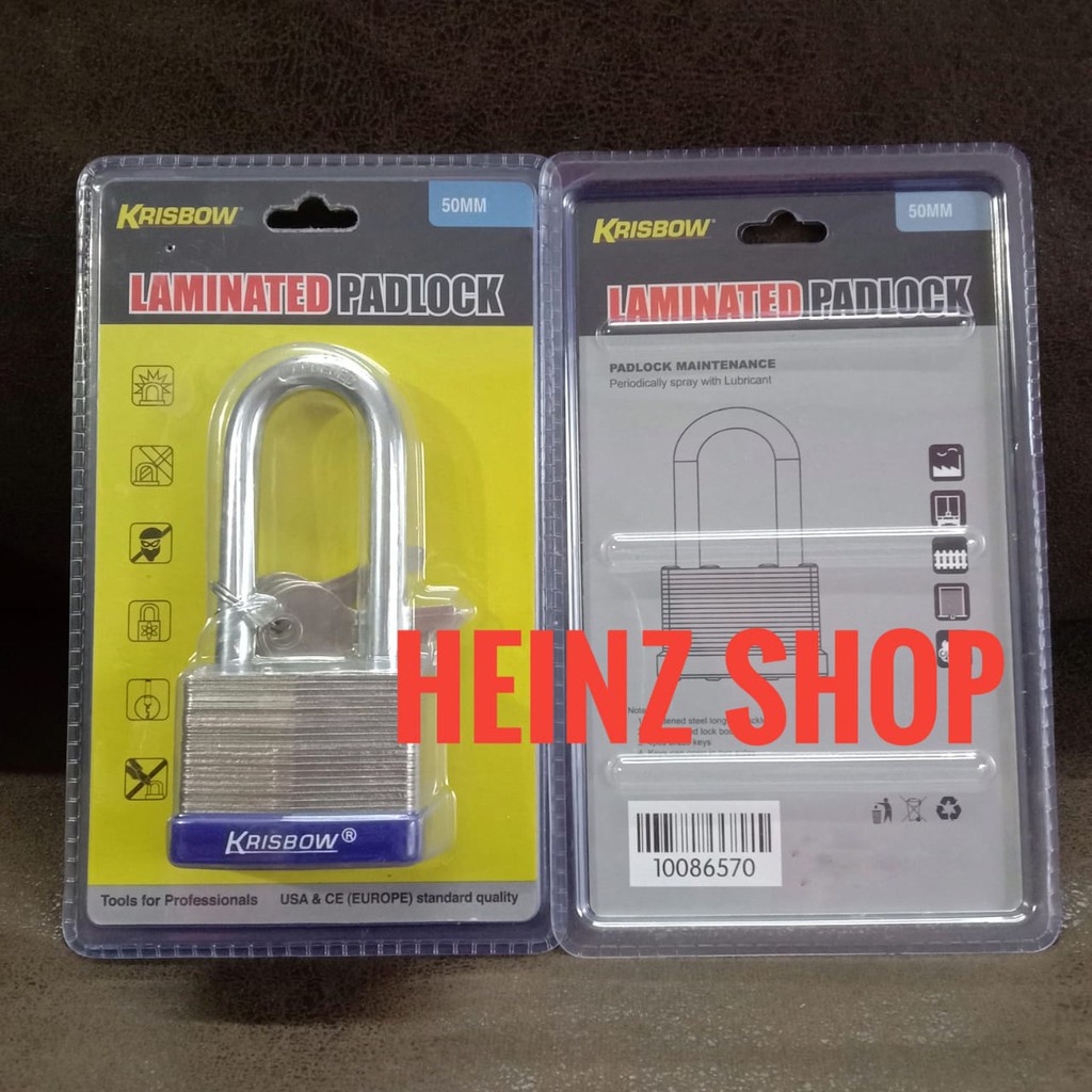 Gembok Besi 50 MM Long Beam Original Krisbow Laminated Padlock Gembok Laminasi 50 Mm