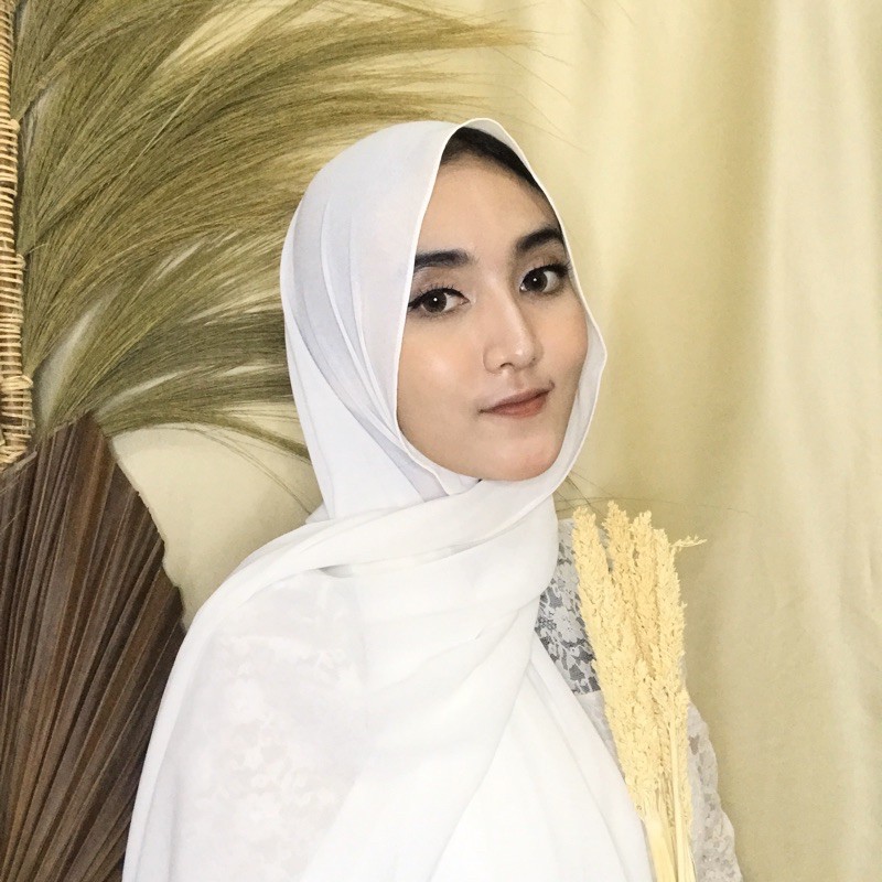 Pashmina Ceruty Babydoll •Putih Tulang (Broken White)•