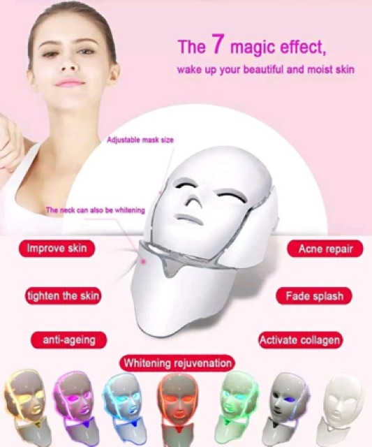 7 colors LED Facial Mask Therapy Face Neck Masker lamp PDT LTD SKIN REJUVE