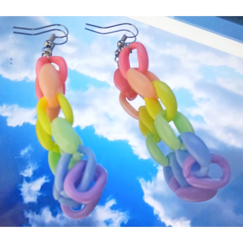 [COD] Anting Rantai Rainbow / Anting aesthetic / Anting y2k / Anting igirl / Anting aesthetic murah!