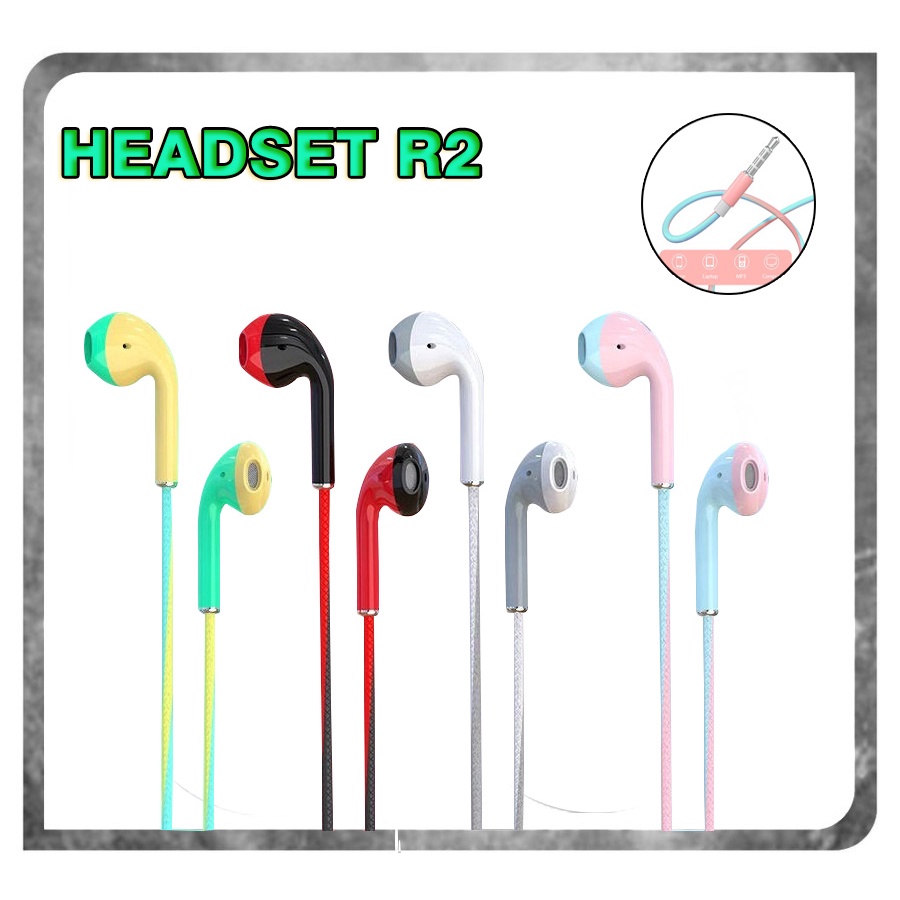 MACARON R2 Headset / Handsfree Branded  Universal Rainbow Stereo Bass [fs]