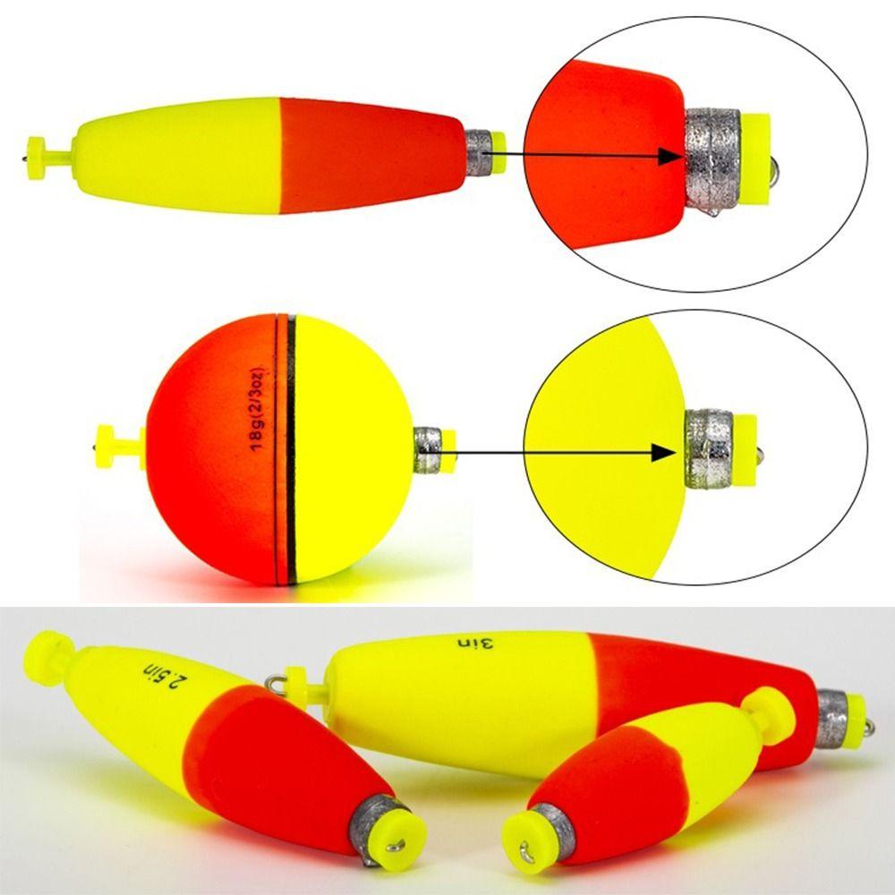 Top 5pcs Pelampung Pancing Laut Merah Pelampung Merah Kuning Kapasitas Bobot Timbel Busa Eva