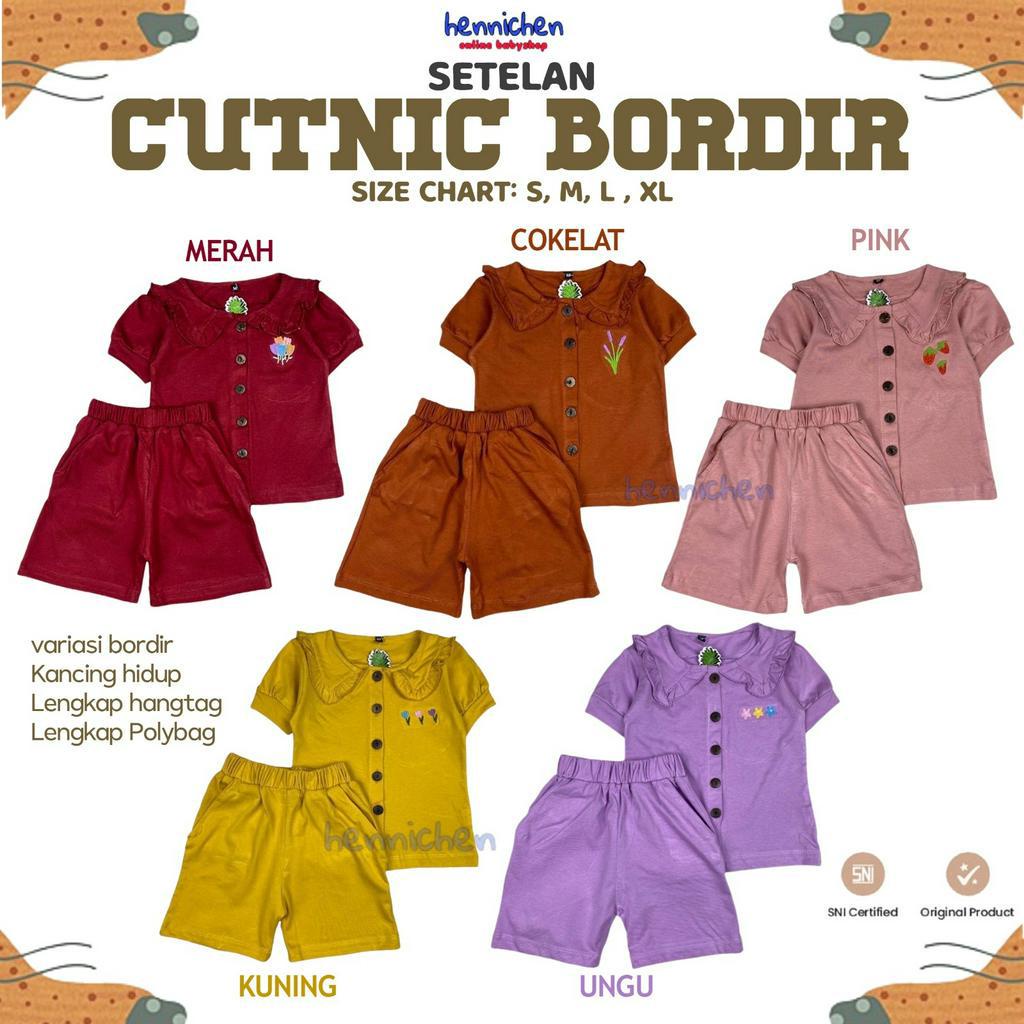 SET CUTNIC BORDIR SETELAN BAJU ANAK MOTIF BORDIR SETELAN BAJU ANAK PEREMPUAN 1-6 TAHUN PNP