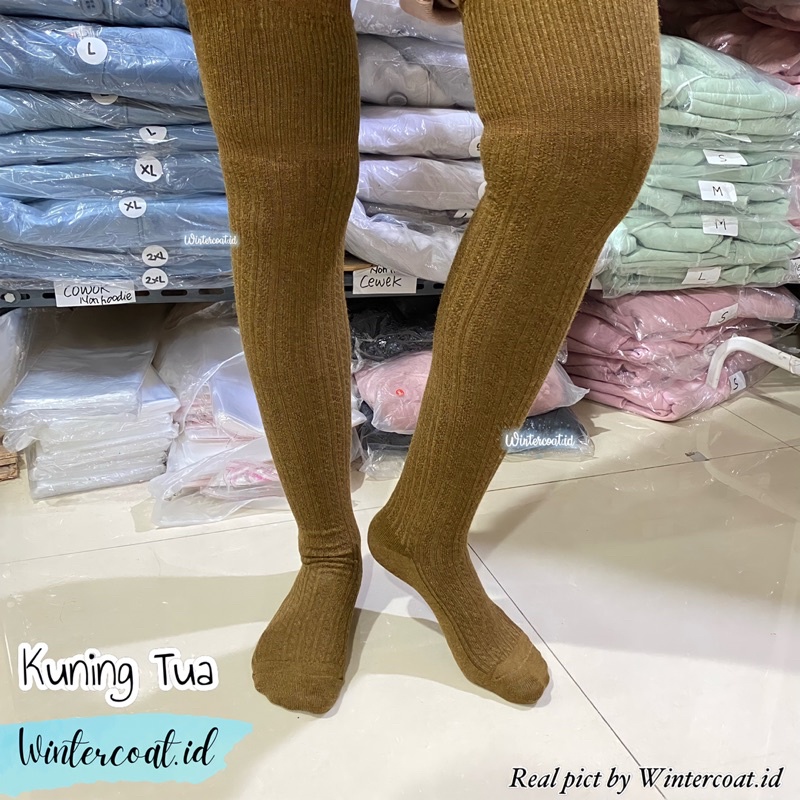 Kaos kaki rajut tinggi overknee long socks knitted winter cosplay musim dingin import korean style