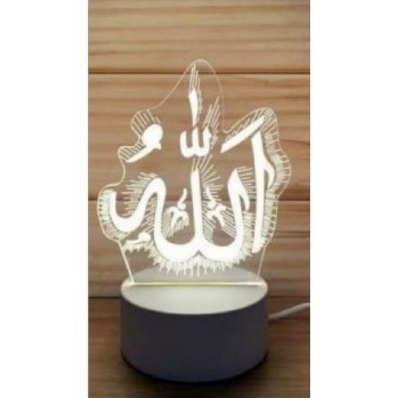 lampu 3D lafadz Allah dan Muhammad untuk kamar tidur