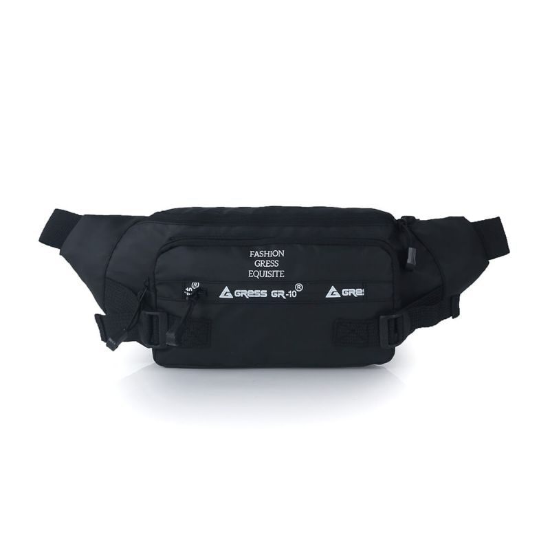 PREMIUM Tas Selempang Pria Terbaru Hitam Waterproof Anti Air | Slempang Gress Distro Cowok | Selempang Kekinian | Tas Pinggang Waistbag Slingbag Bahan Bimo