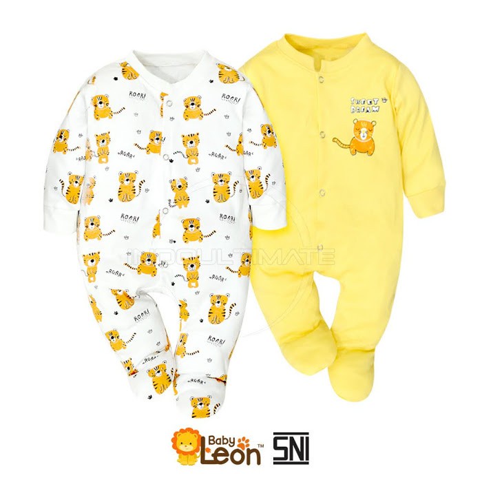 Baju Tidur BAYI Laki Laki Perempuan 0 6 12 Bulan/1 Tahun  BABY LEON Set/SETELAN Lengan Panjang IMPORT Motif Lucu Piama Pajamas Pajama Piyama Bodysuit Body Jumper Jumpsuit Legging Leging Lejing Girl Boy Cowok Cewek Sleepsuit GY052-1