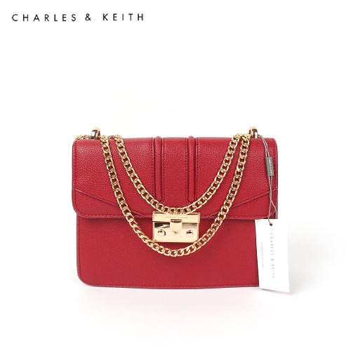 TAS SELEMPANG WANITA CHARLES & KEITH SHOULDER BAG CNK-4292 RED ORIGINAL IMPORT BATAM TERMURAH