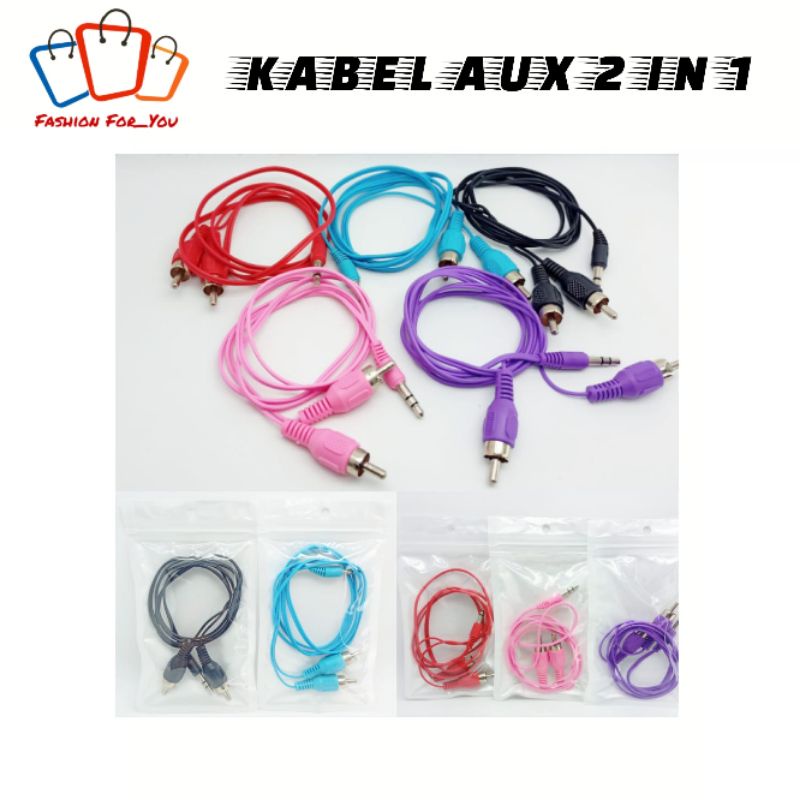 Kabel Aux 2×1 Hp Ke Speaker / Tv / Audio Aux Salon / Cd Vcd 2×1 Transparan Jack Audio 3,5mm