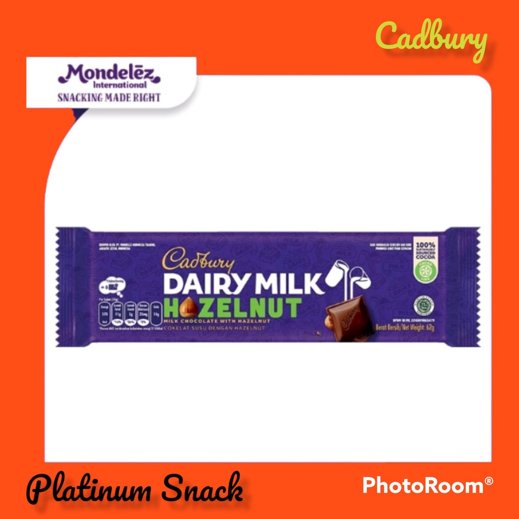 Cadbury Dairy Milk 62 g | Hazelnut | Milk Chocolate | Fruit &amp; Nut