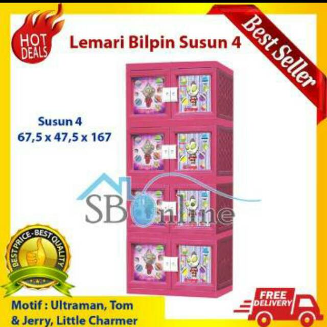 Lemari Plastik bilpin 4 susun