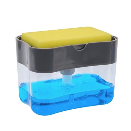 Dispenser Sabun &amp; Holder Spons Cuci Piring 2in1 Termasuk Spons Sponge Cuci Piring