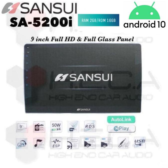[[[BISA COD]] SANSUI SA-5200i Android 9 inch Universal Head Unit Double Din full hd Kode 373