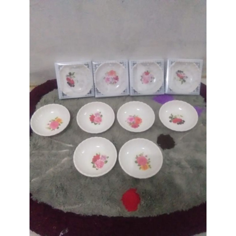 Souvenir 100 pcs Mangkok Bulat polos Ceper Kemasan MIka Motif sovenir Pernikahan