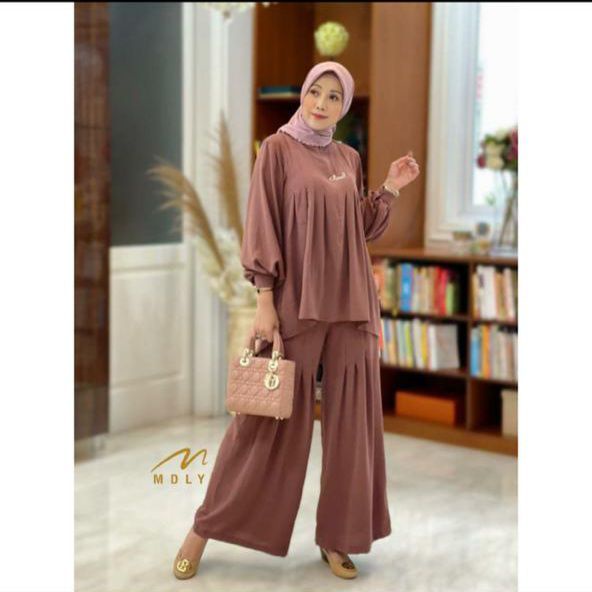 Setelan Celana Kulot Setcel Shakila Wanita Premium Terbaru // One Set Polos Wanita Kekinian Set Impo