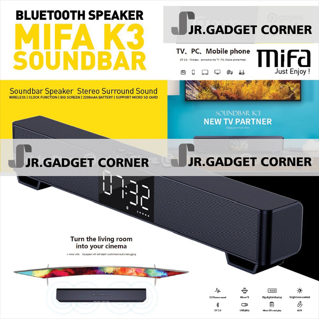 XIAOMI MIFA K3 GARANSI Soundbar Speaker TV Stereo Sound Bar AUX Wireless Bluetooth