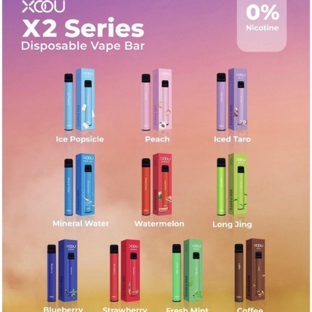 XOOU X2 Disposable Vape 800 Puffs - Vape Sekali Pakai XOOU X2 Disposable Pods with Filter Tanpa Nicotine