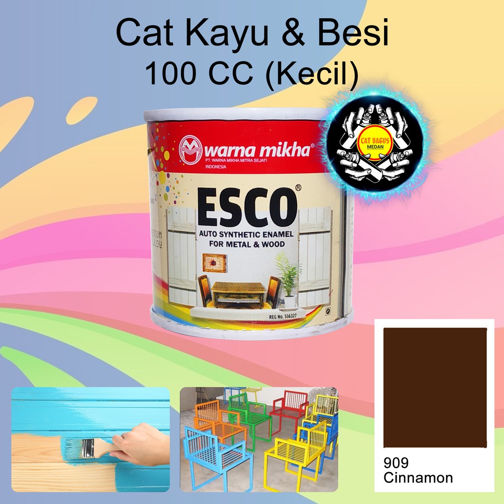 

CAT MINYAK KALENG KECIL WARNA 909 CINNAMON COKLAT COKELAT TUA ESCO 100 CC 0,1 LITER / CAT KUDA AVIAN