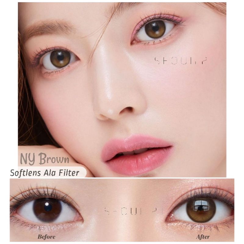 SOFTLENS KITTY KAWAII NEWYORK BROWN dia.14.5mm NORMAL MINUS (0.00 s/d -10.00)Soflens Minus Coklat